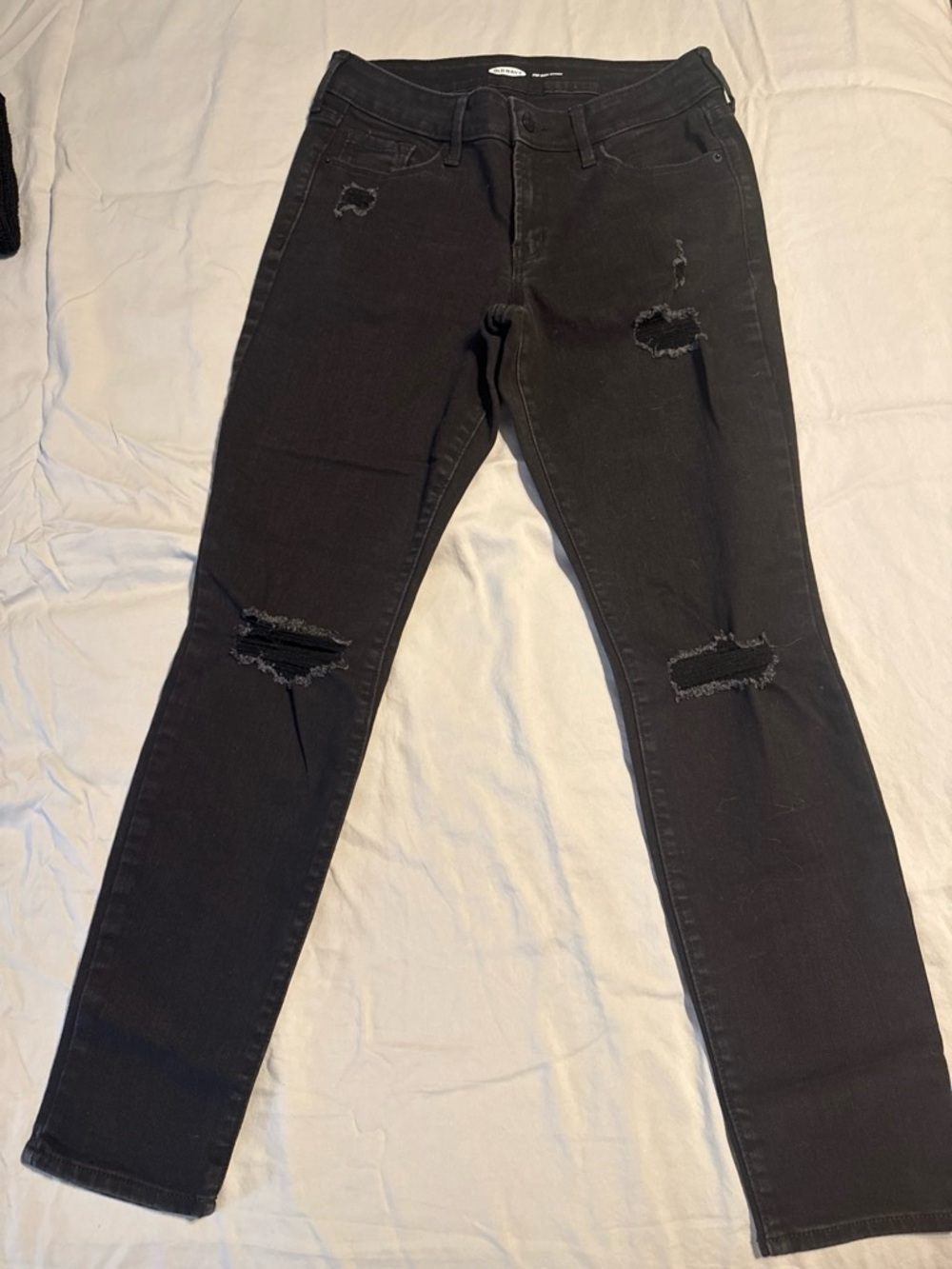 Old Navy Black Boot Cut Jeans with Distressed Knees